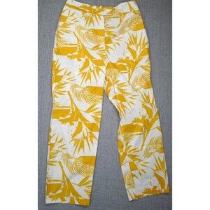 BCBG MAXAZRIA Trouser Pants Women's Size 6 Mustard Floral Pattern Polyester